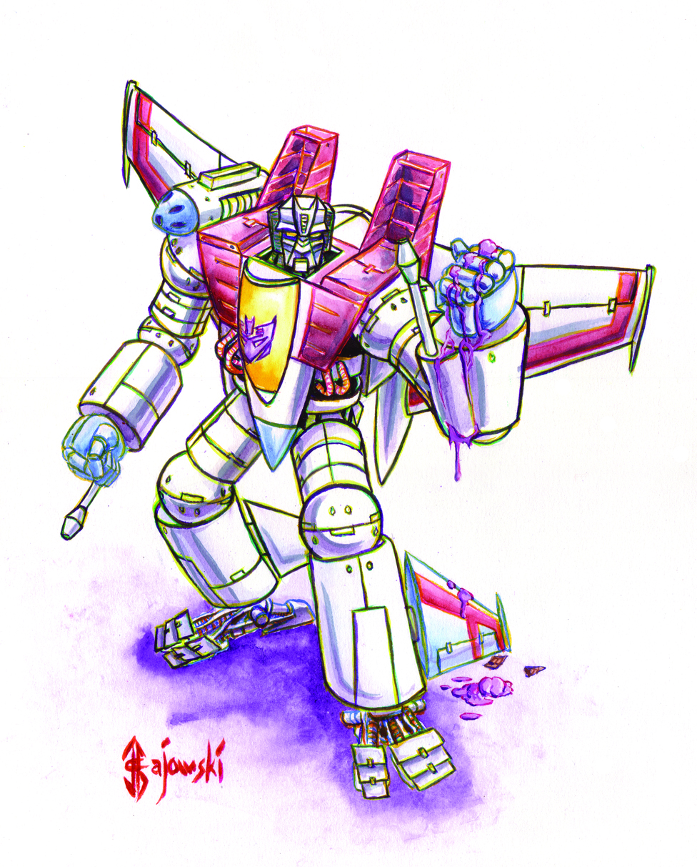 i scream you scream we all scream for... , #Transformers, star scream, starscream, robots, 80's, comics, comicbooks, comic book, john gajowski, johngajowski, illustration, ice cream, watercolor, water color,