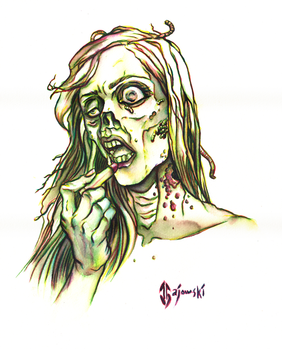 #zombie, #make up, #makeup, #dead, #johngajowski, #john gajowski, #comics, #inks, #watercolor