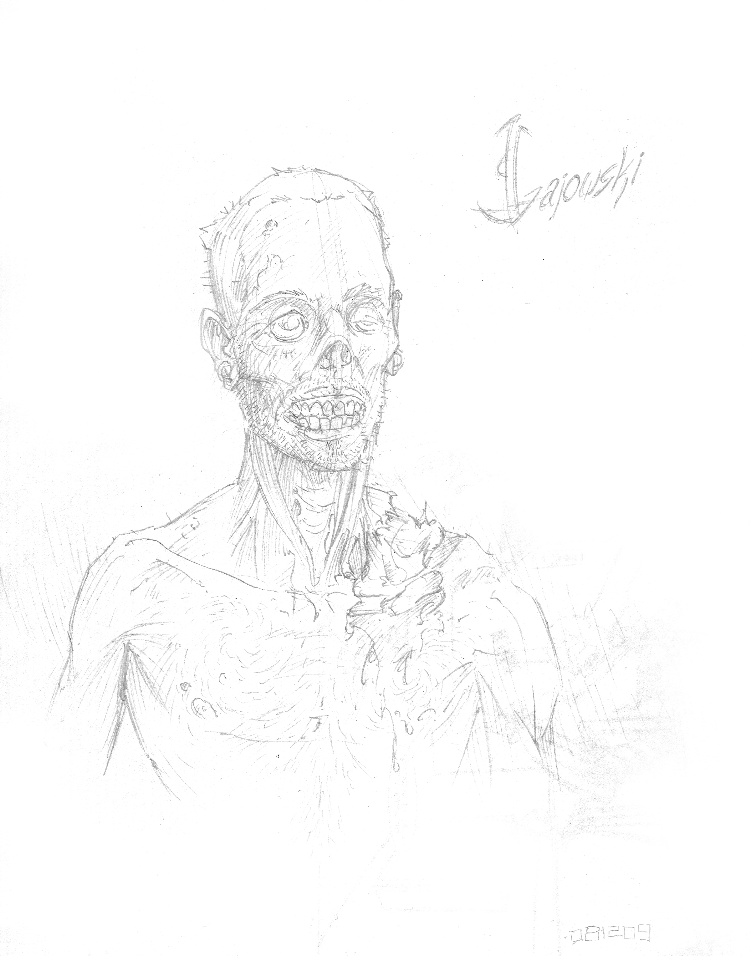 john gajowski, johngajowski, evil, zombie, portrait, horror, horror watercolor, dead, undead, corpse, art, artist, living dead, shawn of the dead, night of the living dead, dawn of the dead, halloween, death, bite, maggots, worms, monster, comics, pencils, evil paintings, skeletons,penciler,