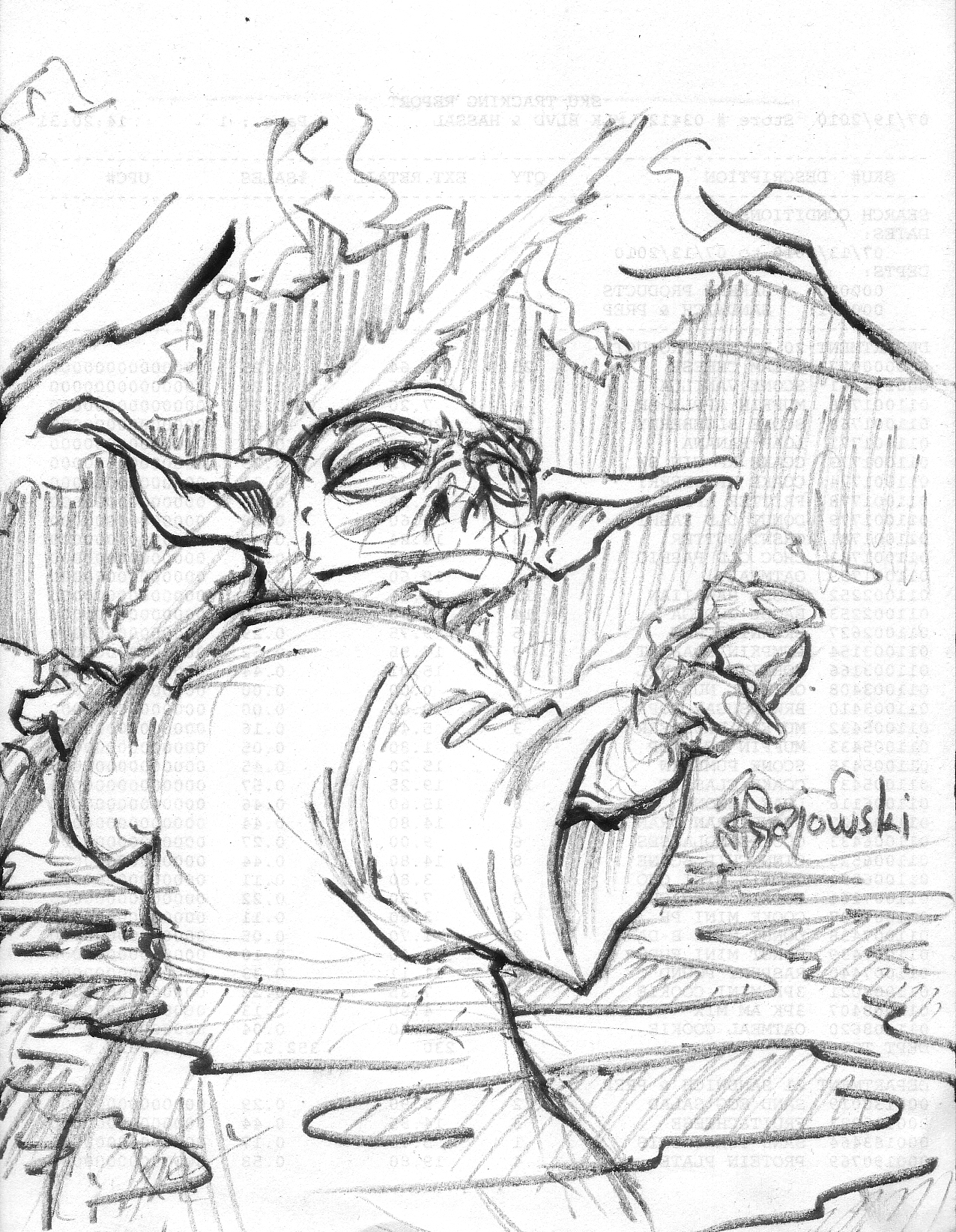 star wars, starwars, yoda, johngajowski, john gajowski, sketch, pencils, scifi, science fiction
